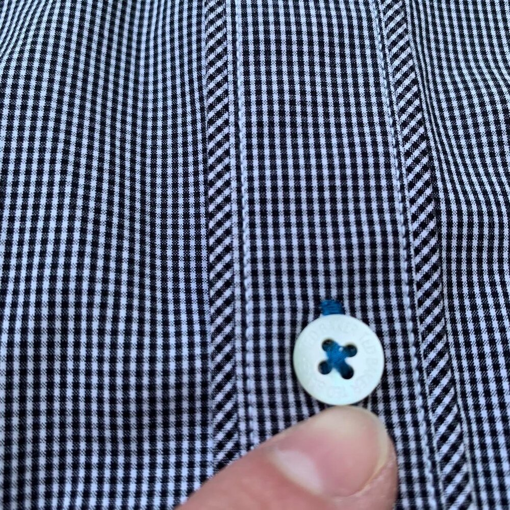 Ted Baker London 7 Micro Plaid Navy and White Designer Button Up - Picture 3 of 8